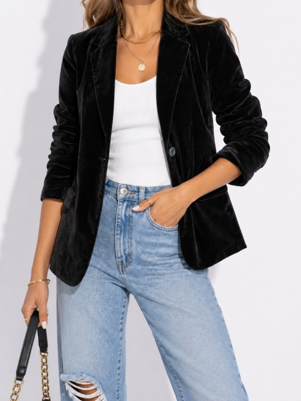 Banana Republic Black Velvet Blazer Size 10 Tailored Classic - Picture 2 of 8